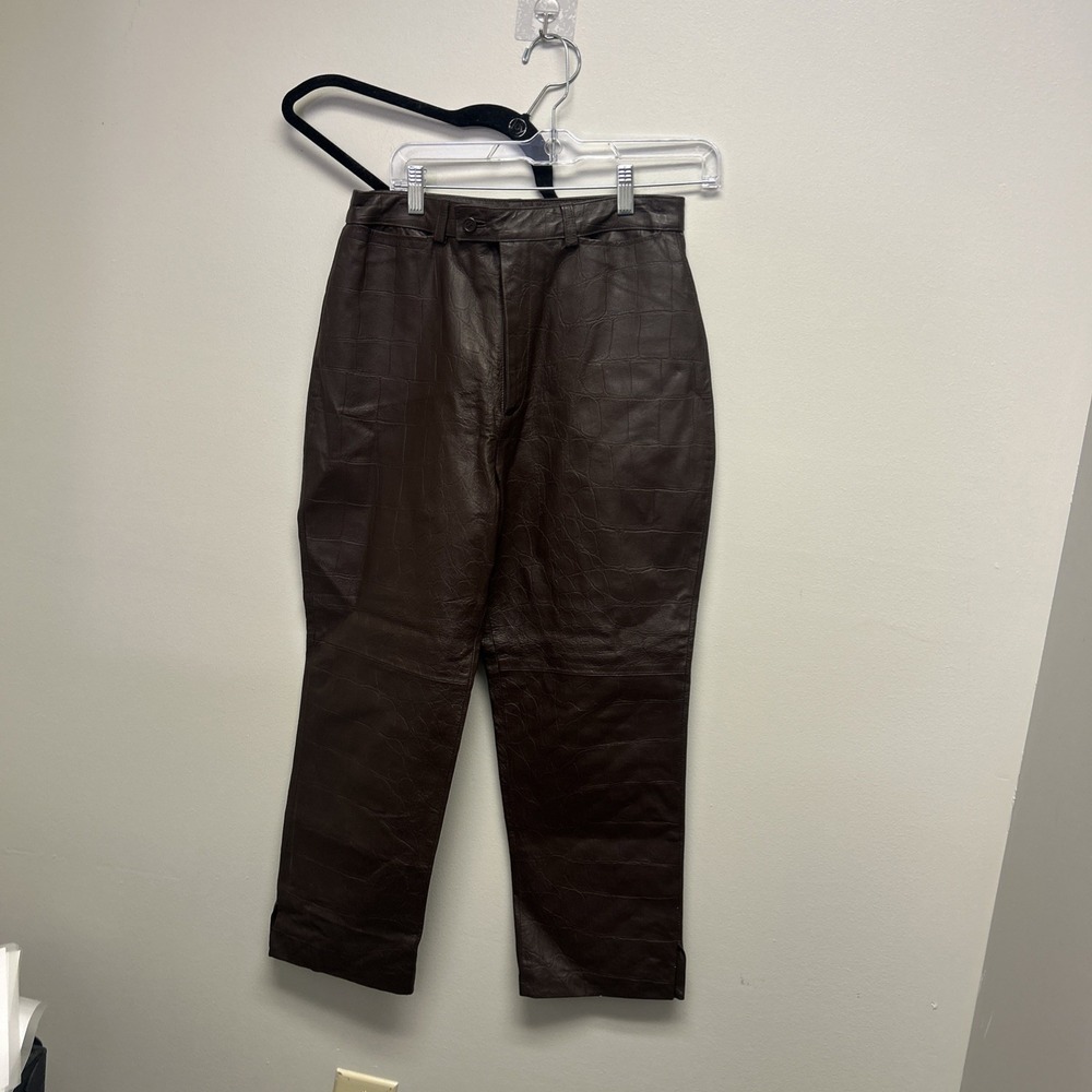 Santa Fe women's 100% leather pants Brown lined straight size 10